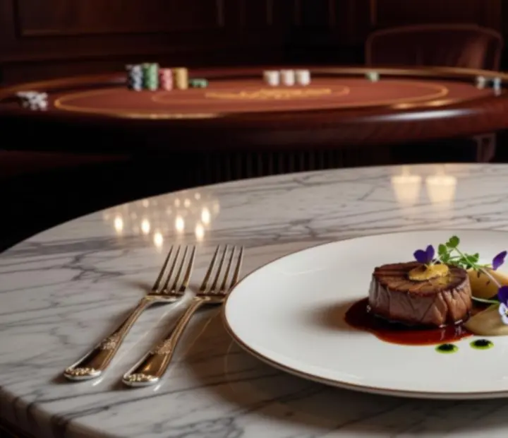 Plato gourmet de autor con presentación artística en un restaurante de lujo en Buenos Aires