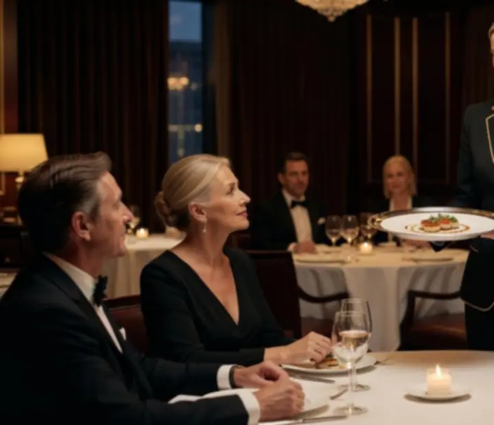 Equipo de servicio del restaurante ofreciendo una atención elegante y personalizada.